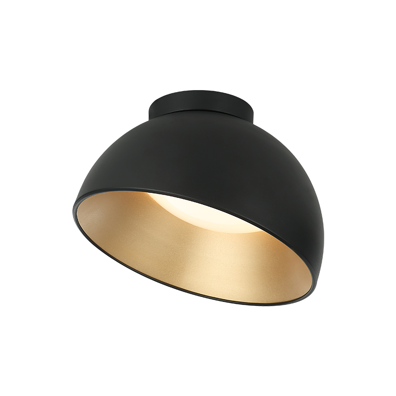 Matteo Lighting M17412MB Zenith LED Flush Mount in Matte Black with Gold Interior