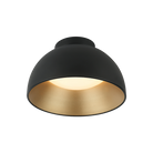 Matteo Lighting M17412MB Zenith LED Flush Mount in Matte Black with Gold Interior