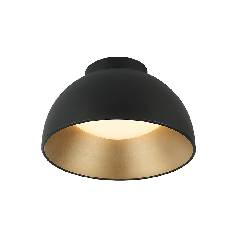 Matteo Lighting M17412MB Zenith LED Flush Mount in Matte Black with Gold Interior