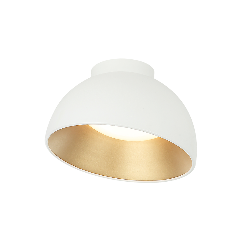 Matteo Lighting M17412MW Zenith LED Flush Mount in Matte White with Gold Interior