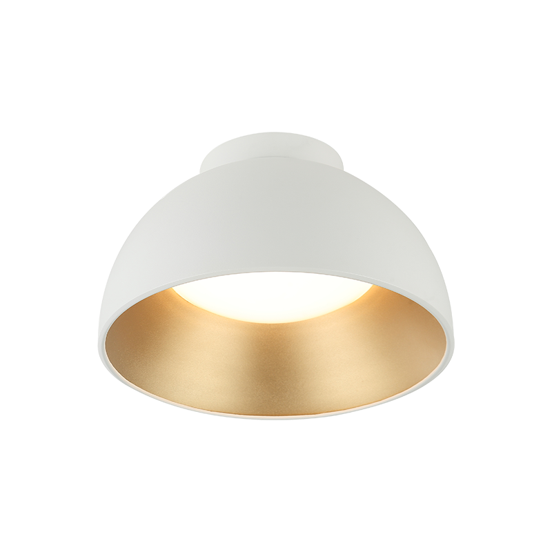 Matteo Lighting M17412MW Zenith LED Flush Mount in Matte White with Gold Interior