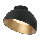 Matteo Lighting M17416MB Zenith LED Flush Mount in Matte Black with Gold Interior