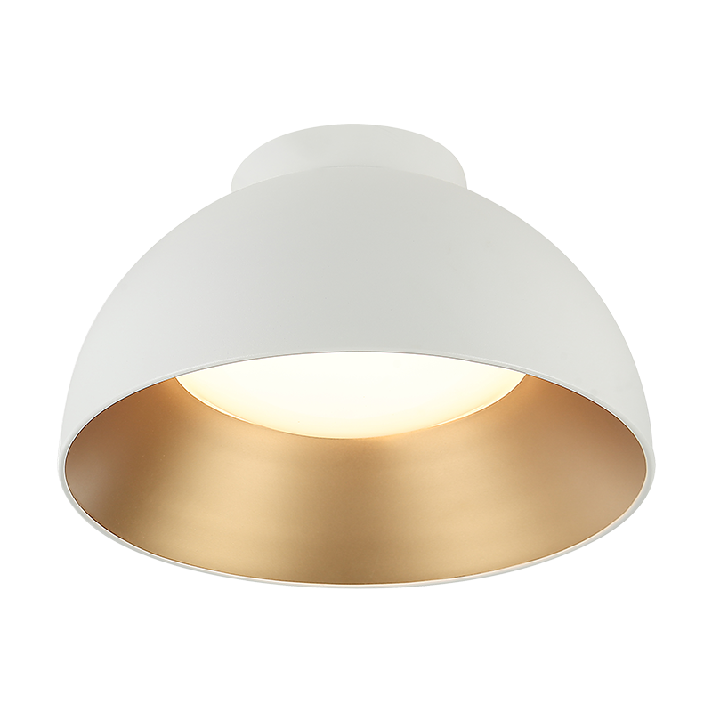 Matteo Lighting M17416MW Zenith LED Flush Mount in Matte White with Gold Interior