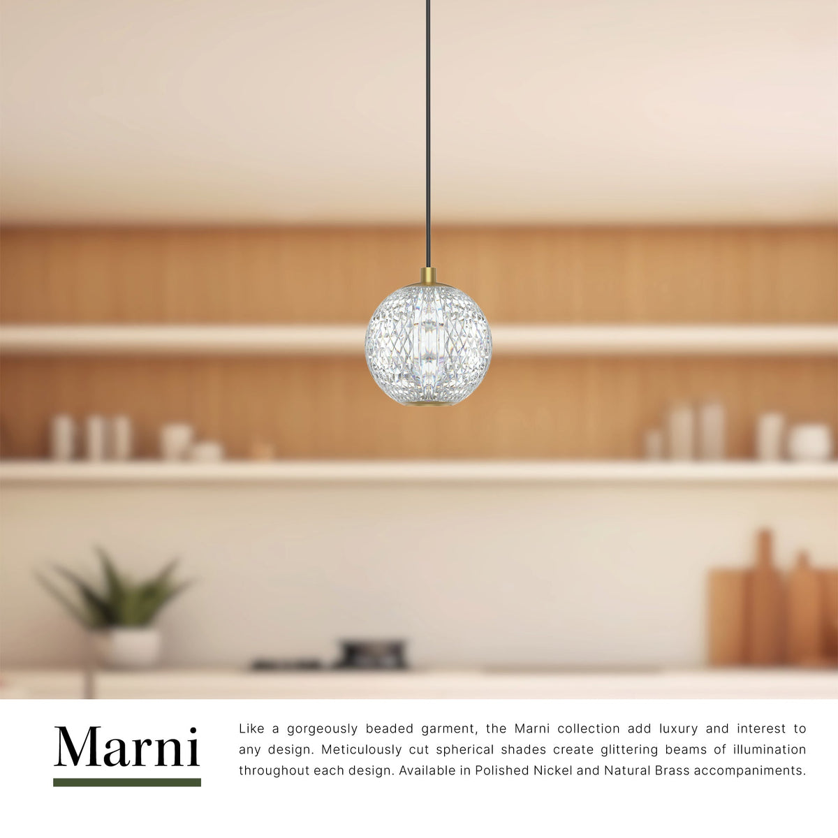 Alora Lighting PD321201NB Marni LED Mini Suspension en laiton naturel