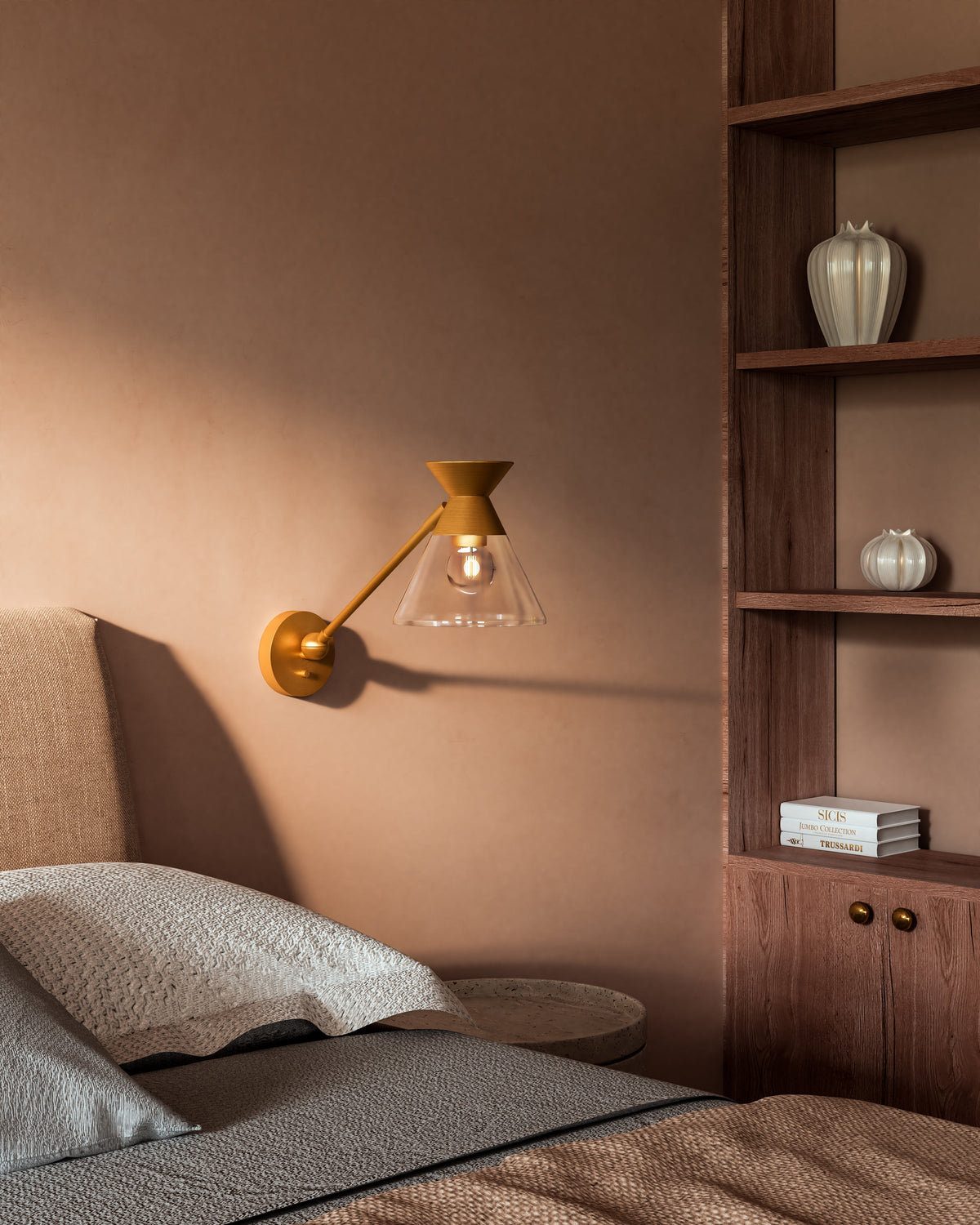 Applique murale/applique de salle de bain Alora Lighting WV521008BGCL Mauer, finition or brossé