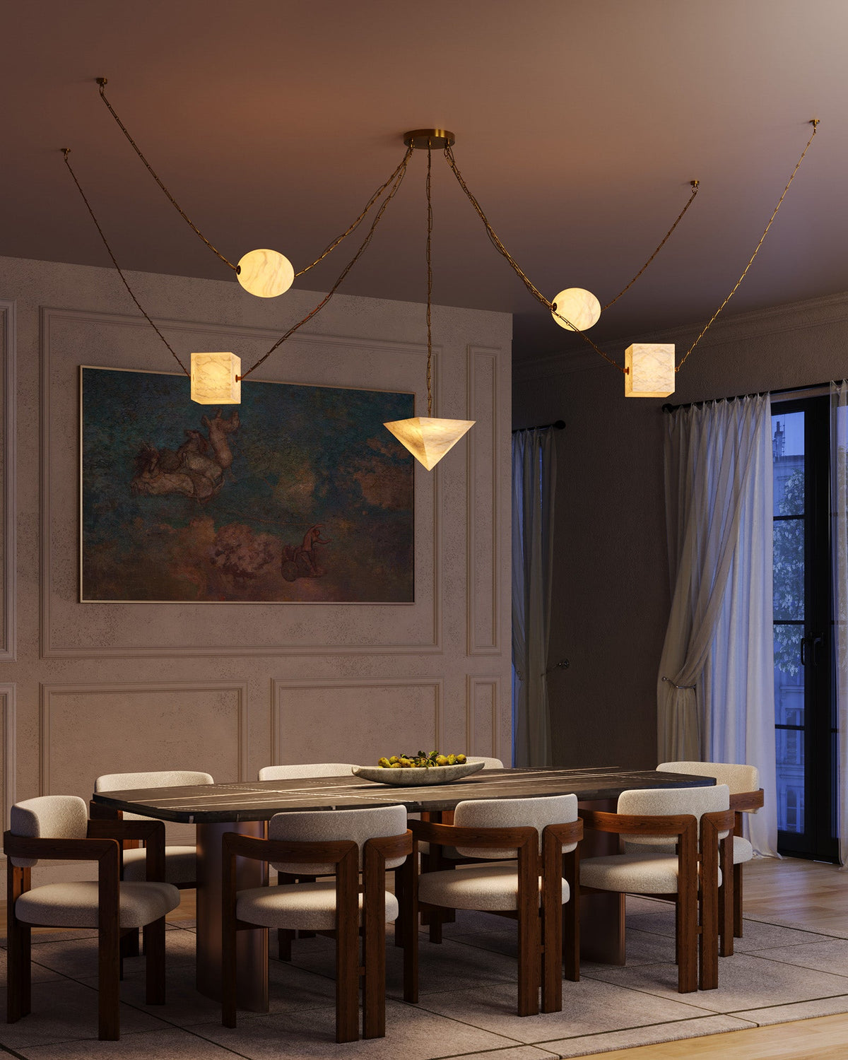 Alora Canada - CH360105UBAR - LED Suspendu - Minéral - Bronze urbain/Albâtre