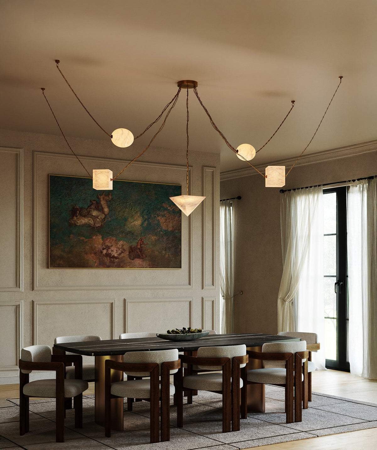 Alora Canada - CH360105UBOP - LED Suspendu - Minéral - Bronze urbain/Verre opale mat