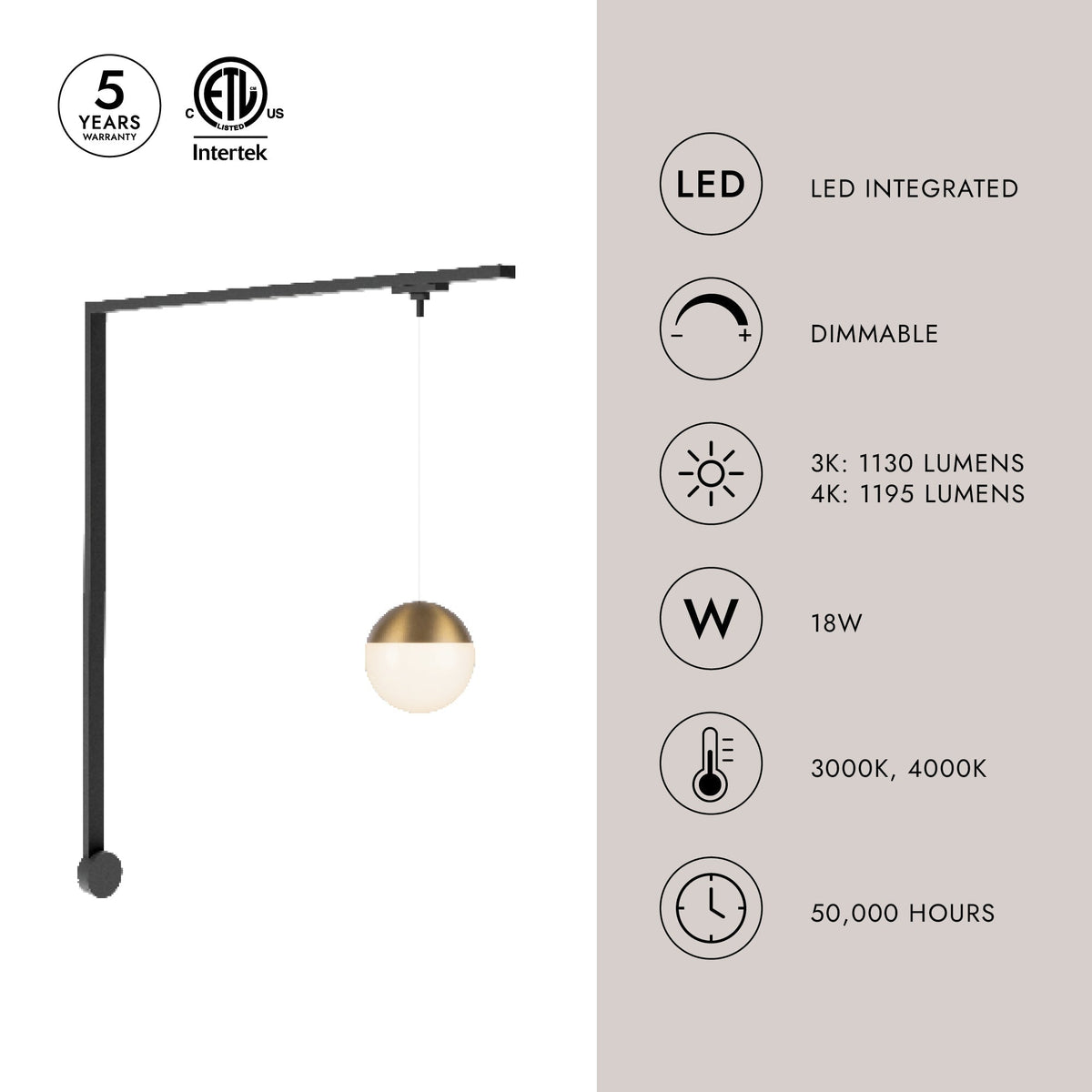 Kit mural LED Kuzco Lighting TR1W-P11707-BG Trilo - Monae en or brossé