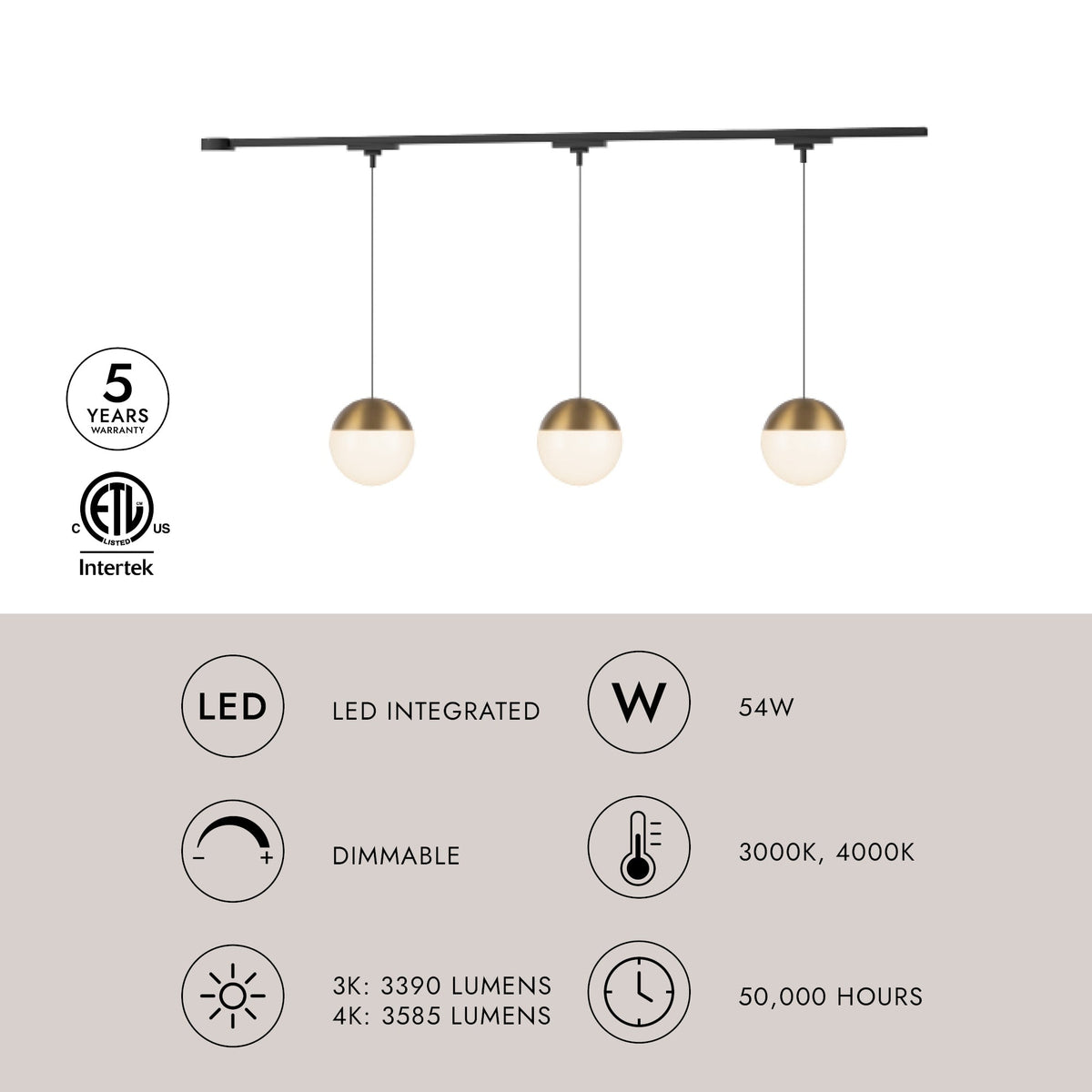 Kit de plafond LED Kuzco Lighting TR3C-P11707-BG Trilo - Monae en or brossé