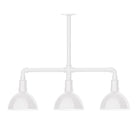 Montclair Light Works MSK114-44-T30 Deep Bowl 8" 3-Light Stem Hung Pendant Light in White