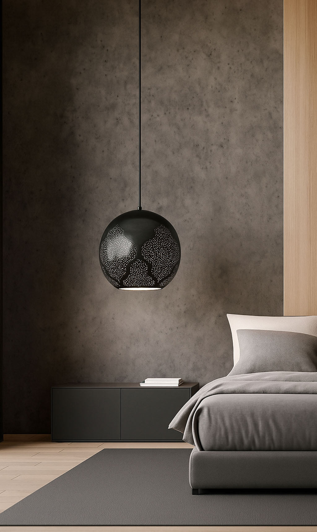 Dounia Home - DH-NAJREVPEN-SM-MGM - Najma Reversed Pendant Light - Matte Gun Metal