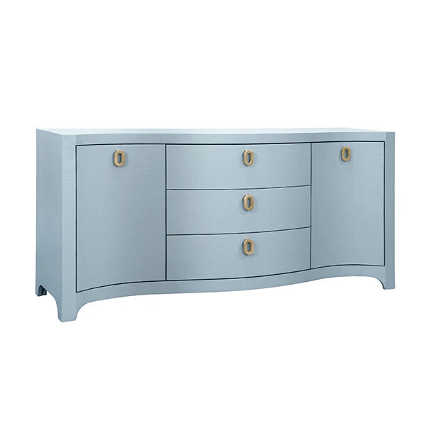 Worlds Away PAULINA LB Paulina Curved-Front Buffet in Light Blue, angle view