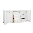 Worlds Away PAULINA WH Paulina Curved-Front Buffet in White, angle open view
