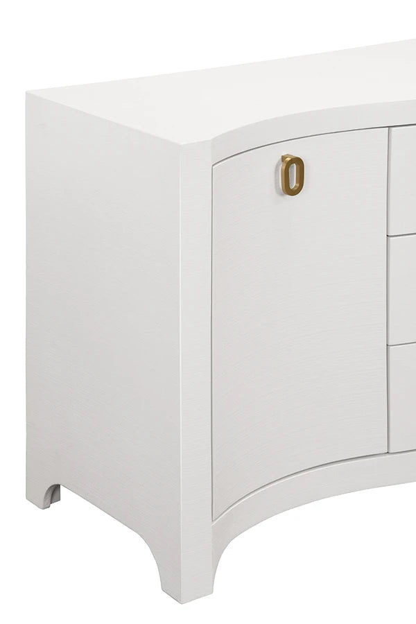 Worlds Away PAULINA WH Paulina Curved-Front Buffet in White, hardware detail