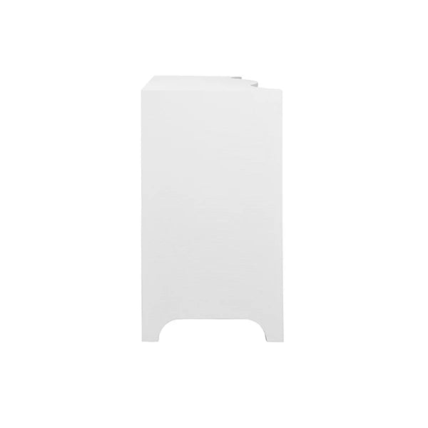 Worlds Away PAULINA WH Paulina Curved-Front Buffet in White, side view