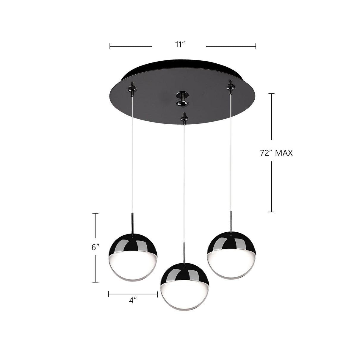 Kuzco Lighting MP402801BC-03 Pluto LED Multi Pendant in Black Chrome