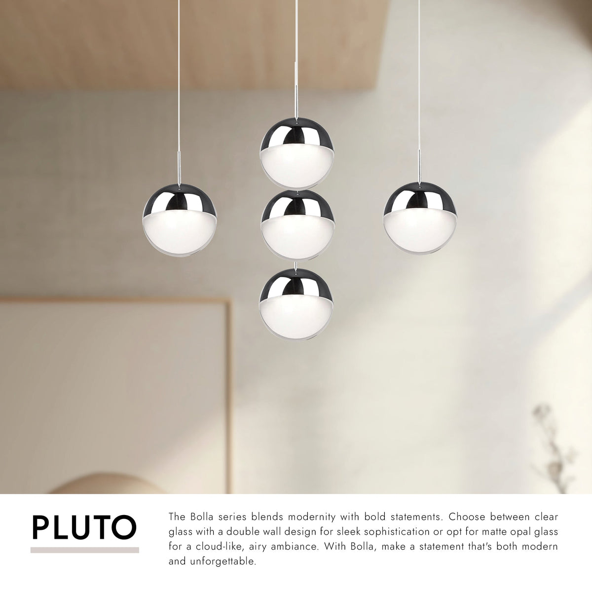 Kuzco Lighting MP402801BC-05 Pluto LED Multi Pendant in Black Chrome