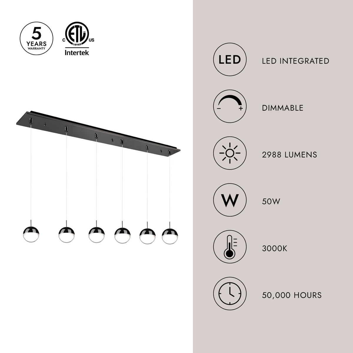 Kuzco Lighting MP402801BC-06 Pluto LED Multi Pendant in Black Chrome