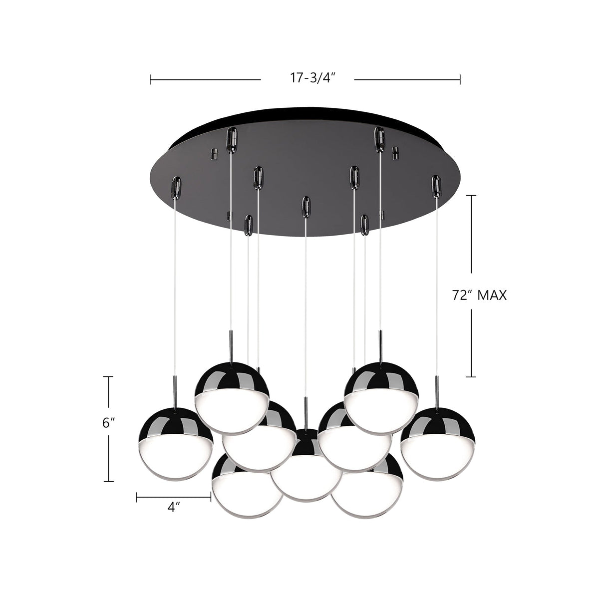 Kuzco Lighting MP402801BC-09 Pluto LED Multi Pendant in Black Chrome