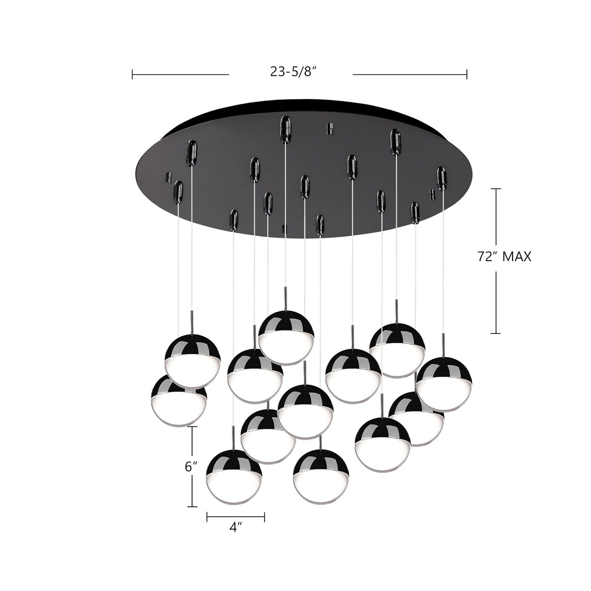 Kuzco Lighting MP402801BC-13 Pluto LED Multi Pendant in Black Chrome