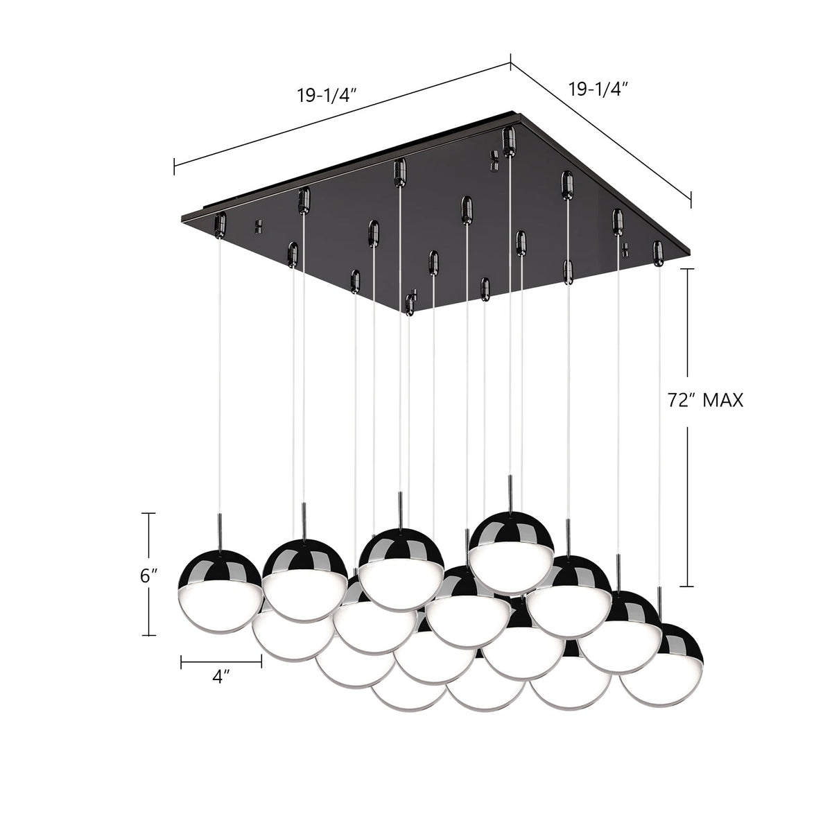 Kuzco Lighting MP402801BC-16 Pluto LED Multi Pendant in Black Chrome