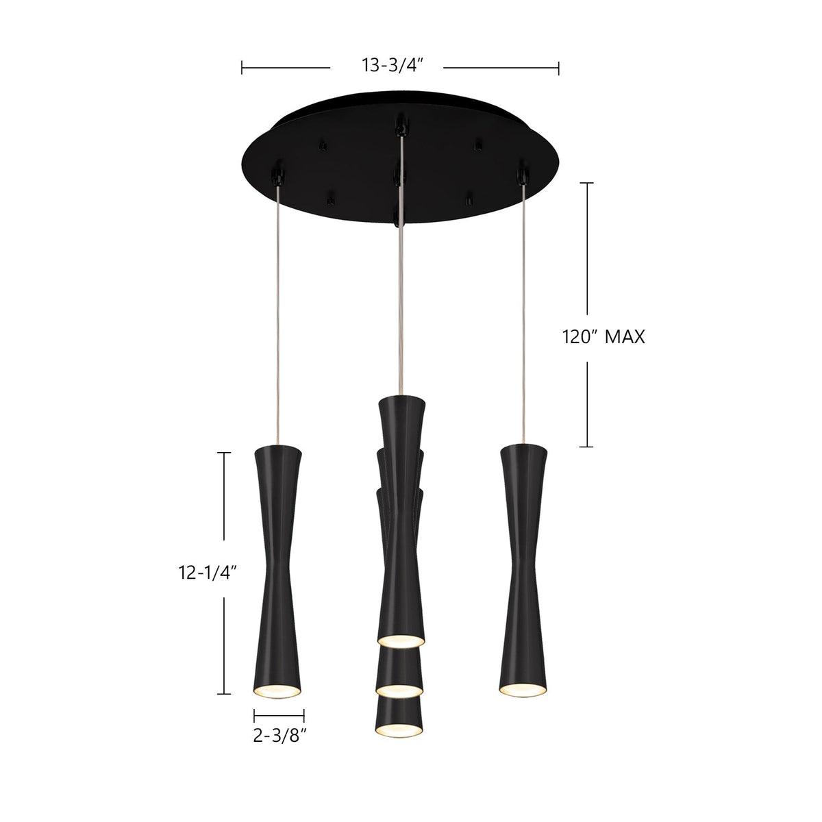 Kuzco Lighting MP42502BK-05 Robson LED Multi Pendant in Black