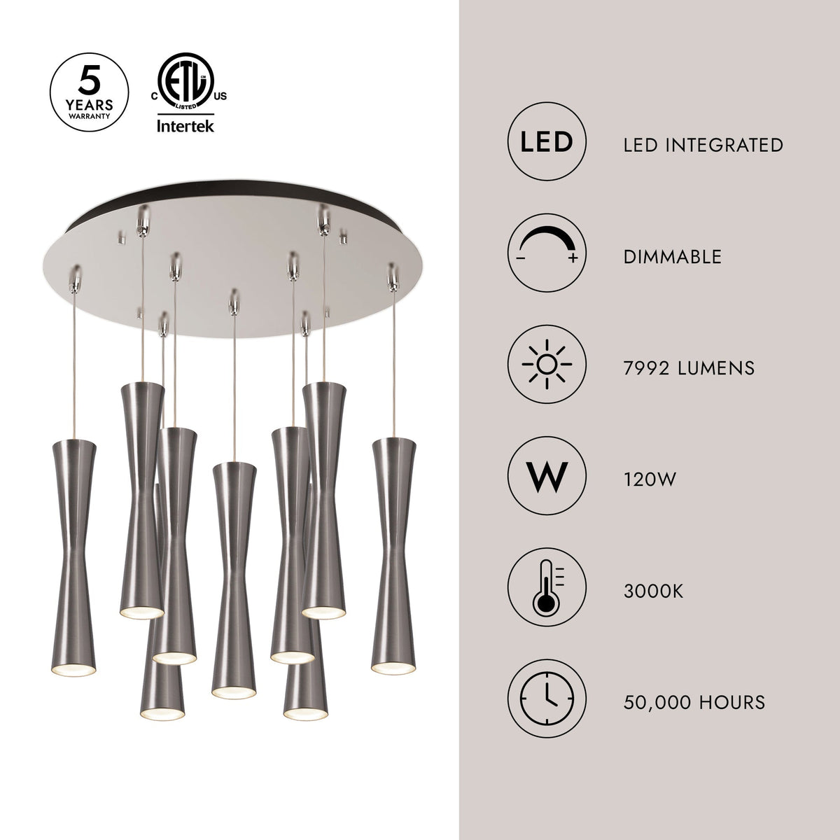 Kuzco Lighting MP42502BK-09 Robson LED Multi Pendant in Black