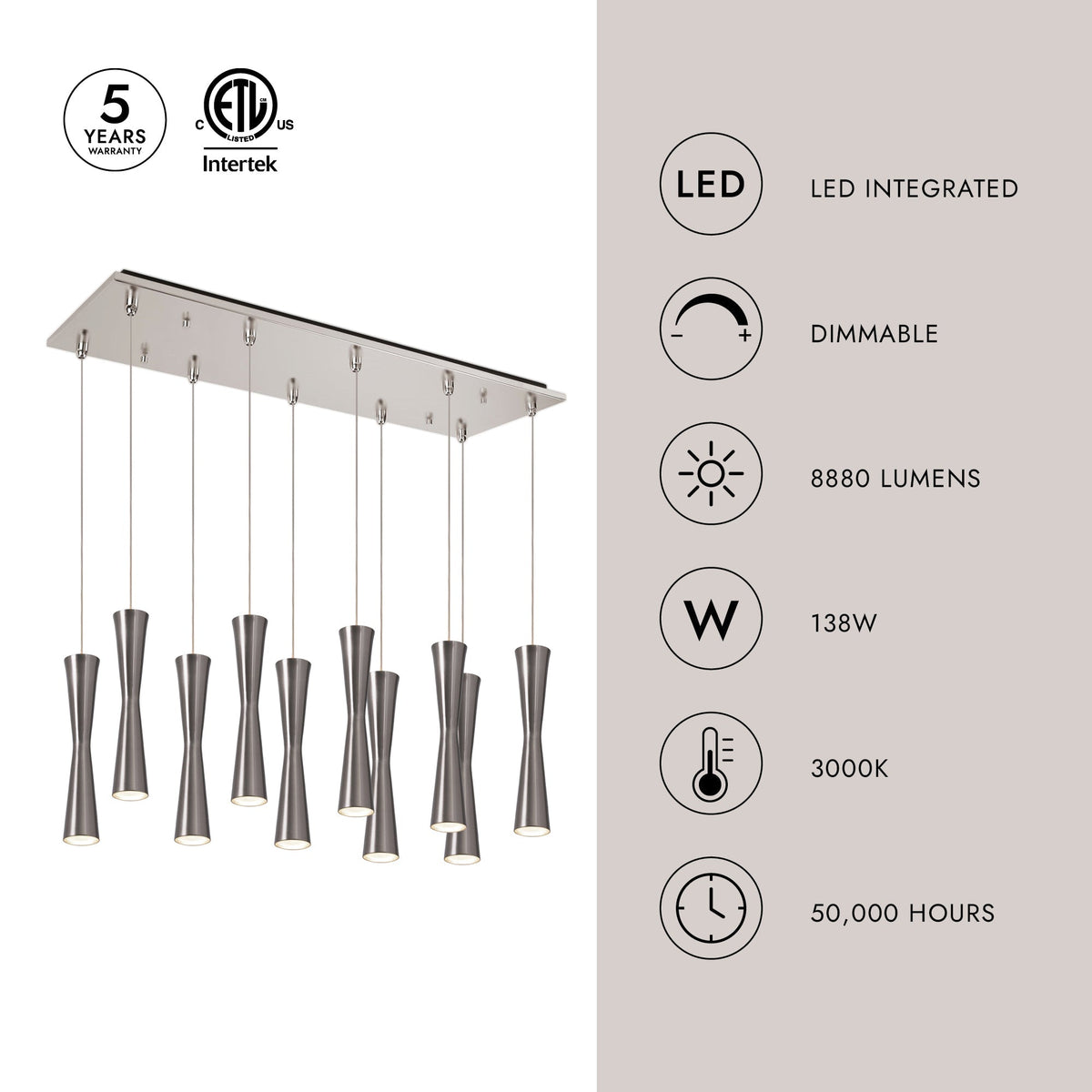 Kuzco Lighting MP42502BK-10 Robson LED Multi Pendant in Black