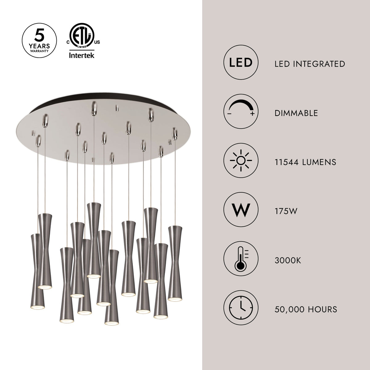 Kuzco Lighting MP42502BK-13 Robson LED Multi Pendant in Black