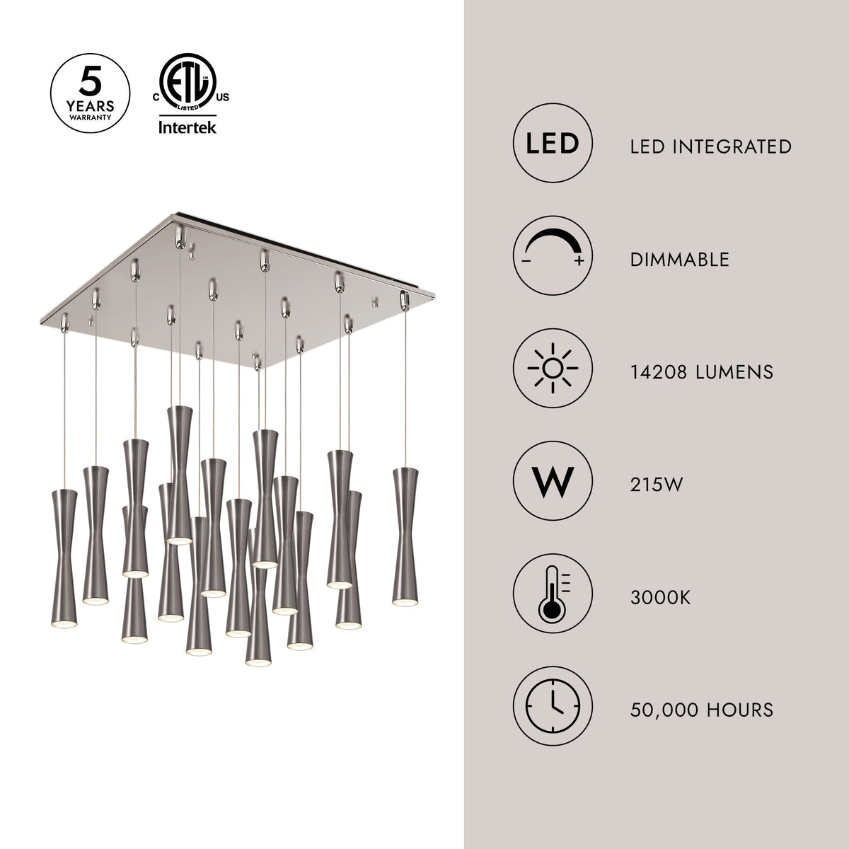 Kuzco Lighting MP42502BK-16 Robson LED Multi Pendant in Black