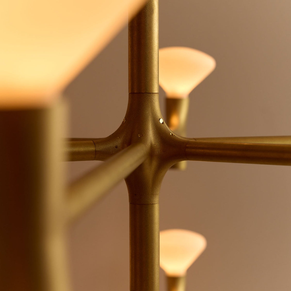 Tala Root Three-Tier Chandelier brass joint detail