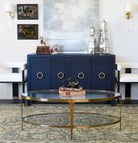 Table basse ovale Brando en laiton antique, style de vie