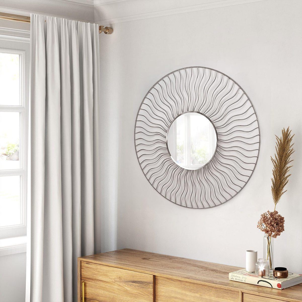 Sunburst Round Wall Mirror (Set of Two)