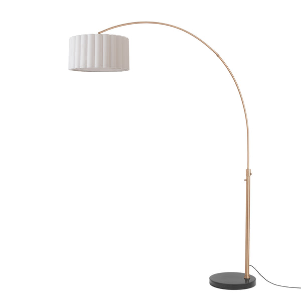 Lampadaire arqué en marbre à festons de 92 pouces