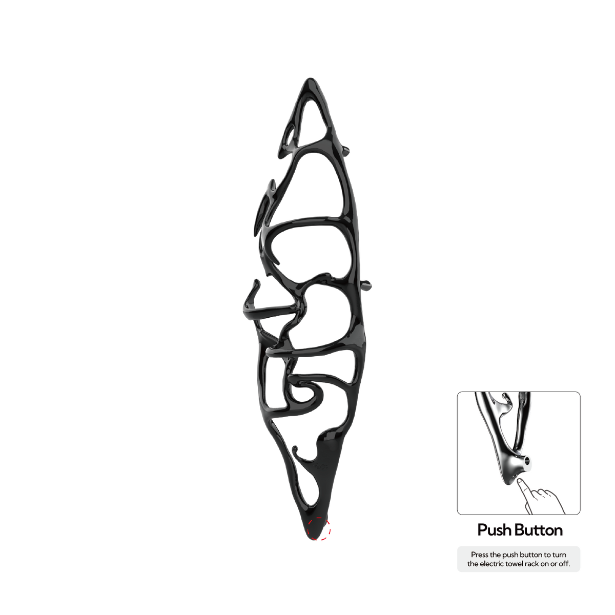 Sèche-serviettes grand format P&Bhusri S1-L-PBN-N Boat of Sage, finition nickel noir poli PVD
