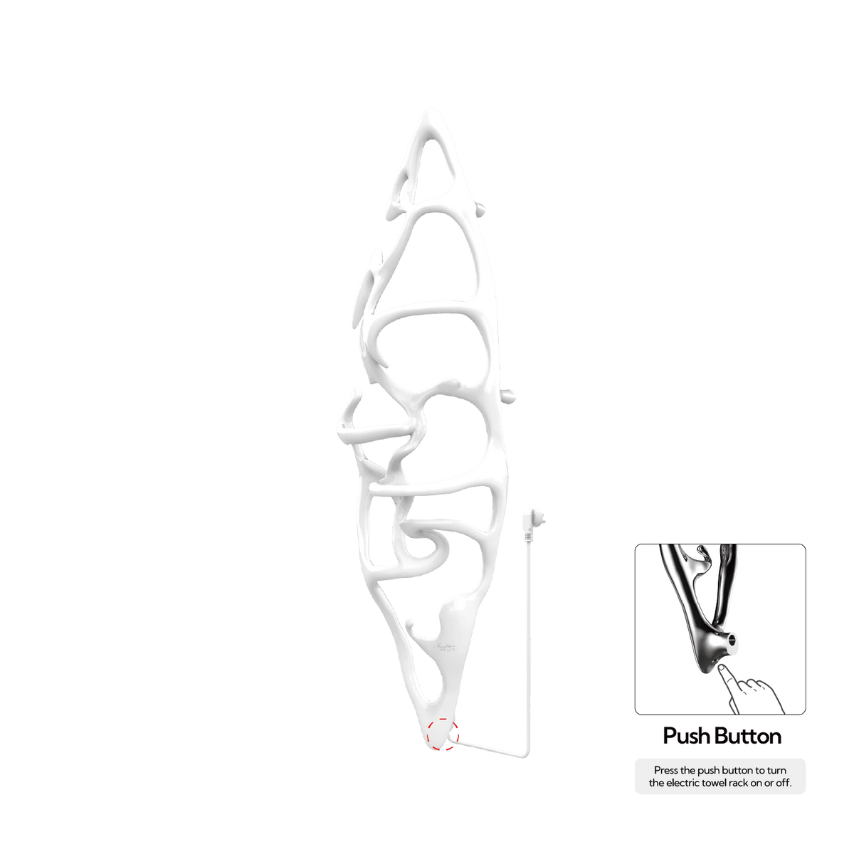 Sèche-serviettes grand format P&Bhusri S1-L-PWH-N-DO Boat of Sage en porcelaine blanche