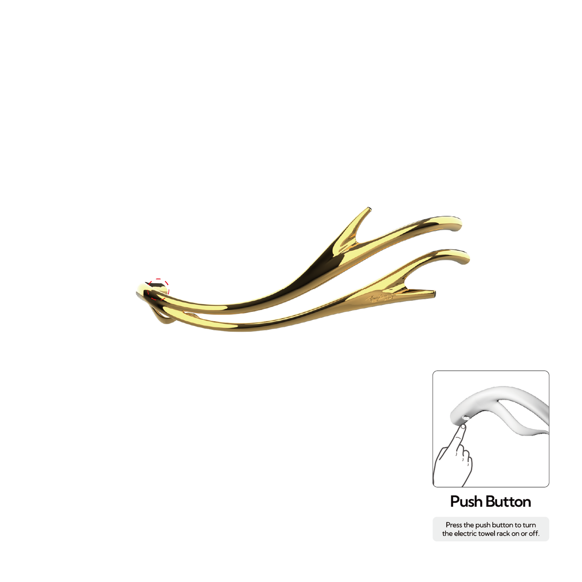 P&Bhusri S2-M-24K-N Golden Antlers Towel Warmer in PVD 24K Gold