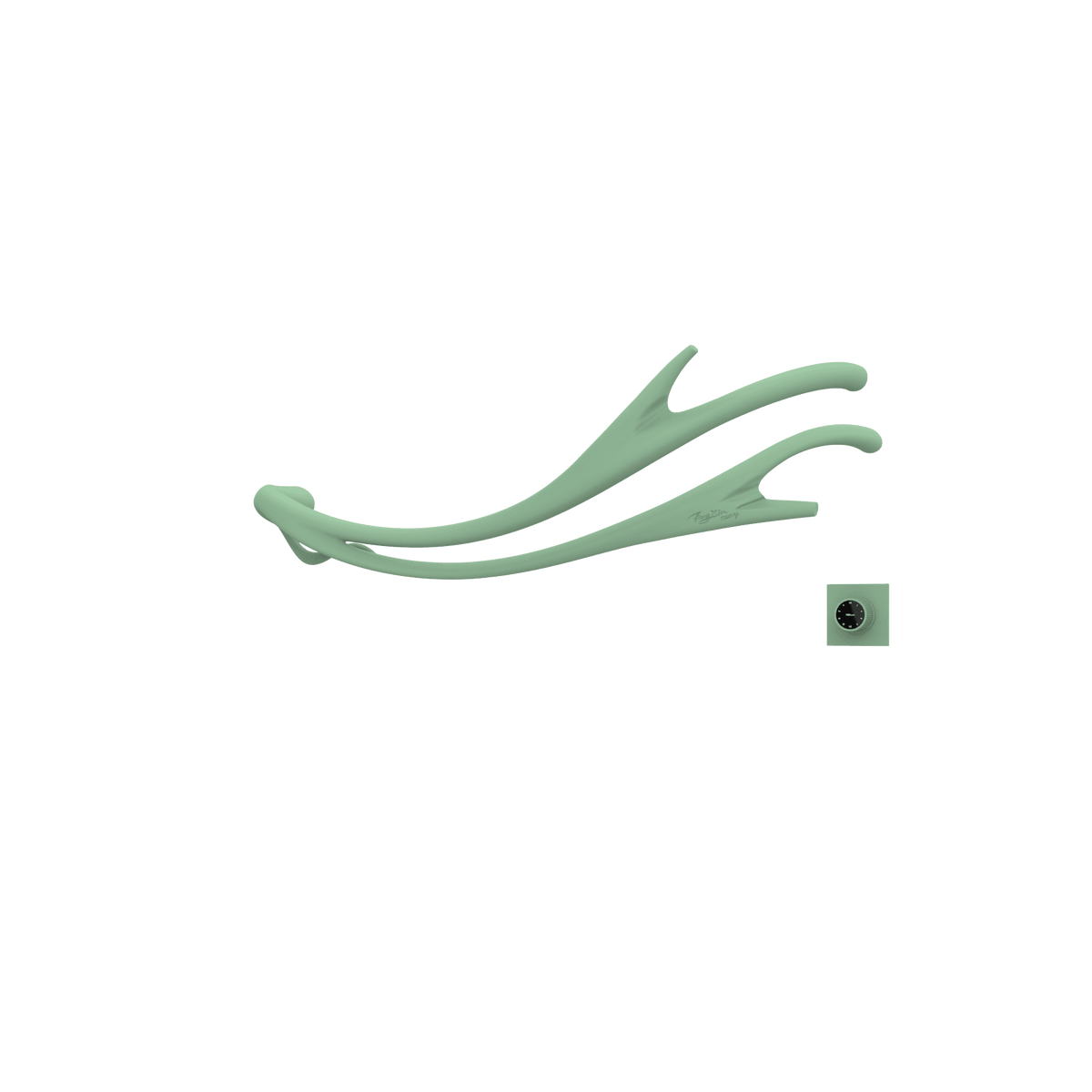 P&Bhusri S2-M-CGR-XM Golden Antlers Towel Warmer in Celadon Green
