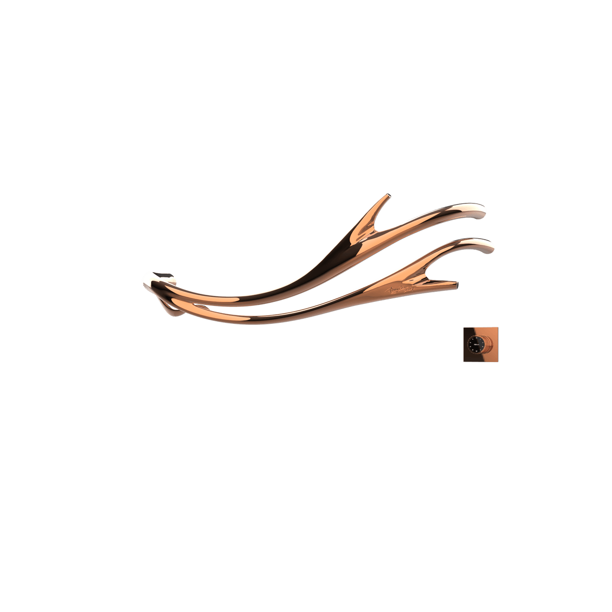 P&Bhusri S2-M-RGD-XM Golden Antlers Towel Warmer in PVD Polished Rose Gold