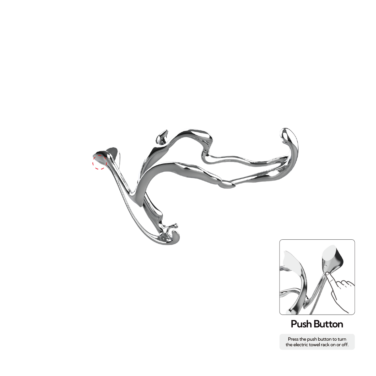 Sèche-serviettes P&Bhusri S3-M-CHR-N « La Fontaine de Jouvence » en chrome poli