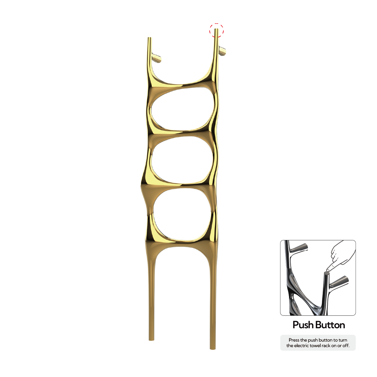 Sèche-serviettes P&Bhusri S6-M-24K-N Crete Palace en or PVD 24 carats