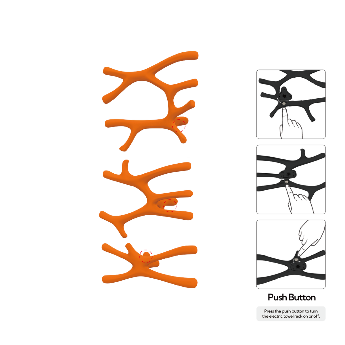 P&Bhusri S7-LMS-SOR-N Chauffe-serviettes Daphne's Branch Grand + Moyen + Petit, couleur orange sienne