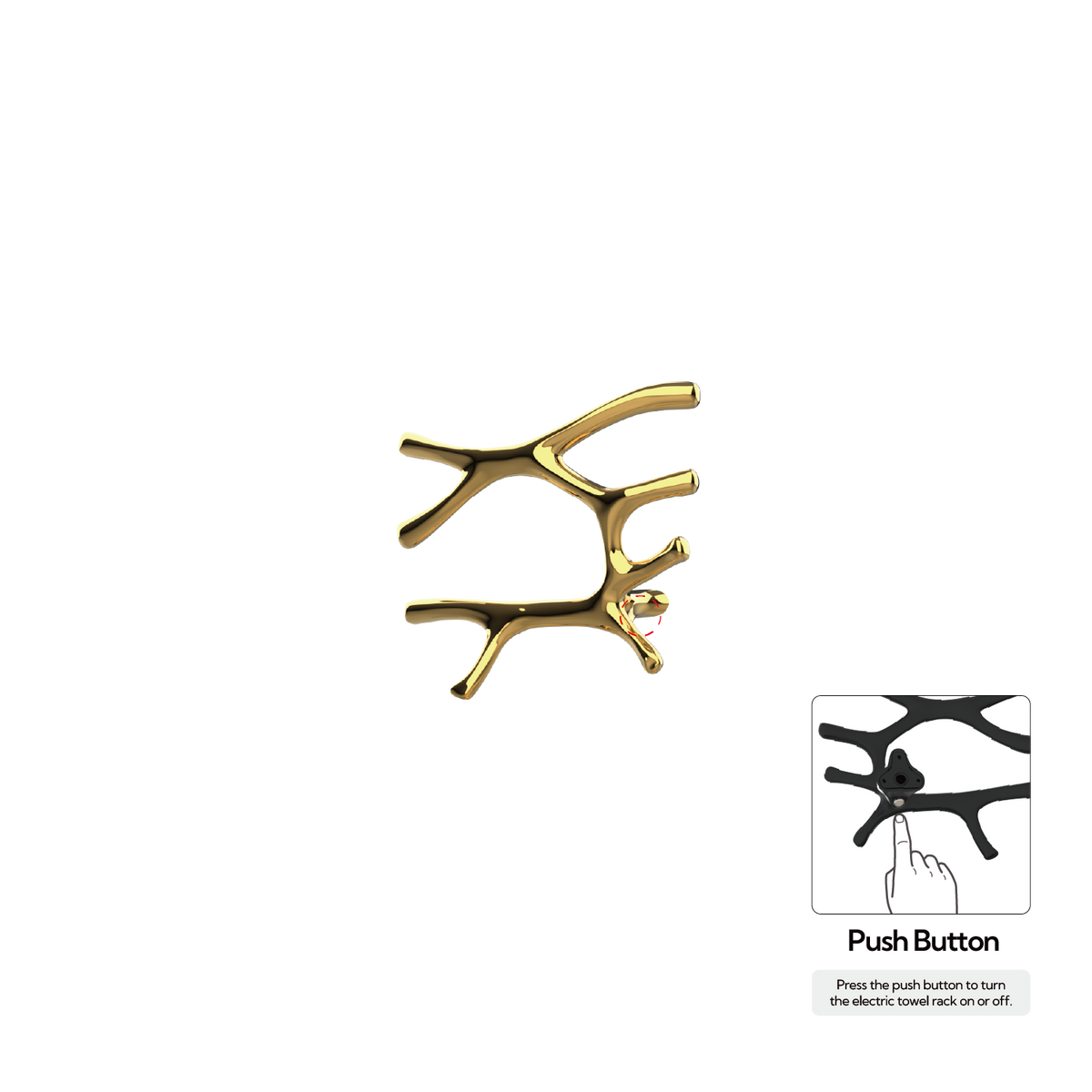 P&Bhusri S7-L-24K-N Daphne's Branch Large Towel Warmer in PVD 24K Gold
