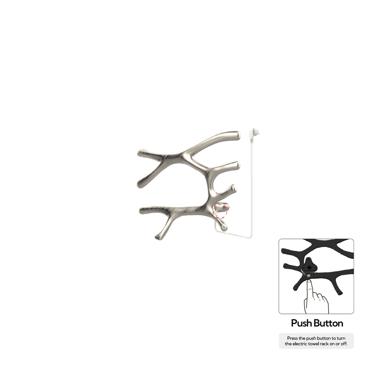 P&Bhusri S7-L-BNI-N-DO Daphne's Branch Large Towel Warmer in PVD Brushed Nickel