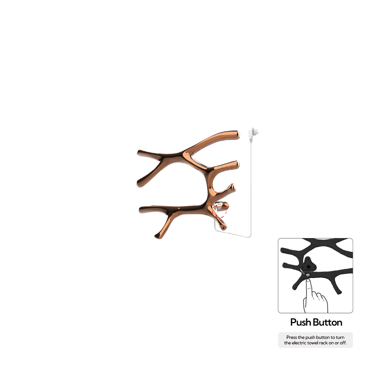 P&Bhusri S7-L-RGD-N-DO Daphne's Branch Large Towel Warmer in PVD Polished Rose Gold