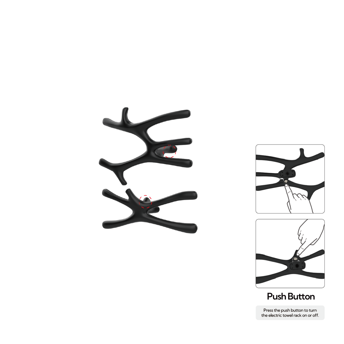 Sèche-serviettes P&Bhusri S7-MS-BLK-N Daphne's Branch, modèle moyen et petit, noir mat