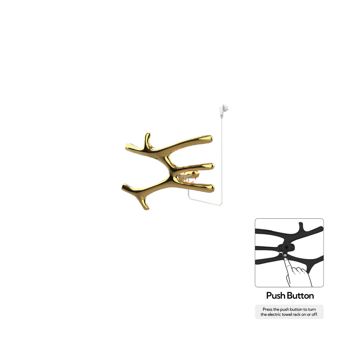 P&Bhusri S7-M-24K-N-DO Daphne's Branch Medium Towel Warmer in PVD 24K Gold