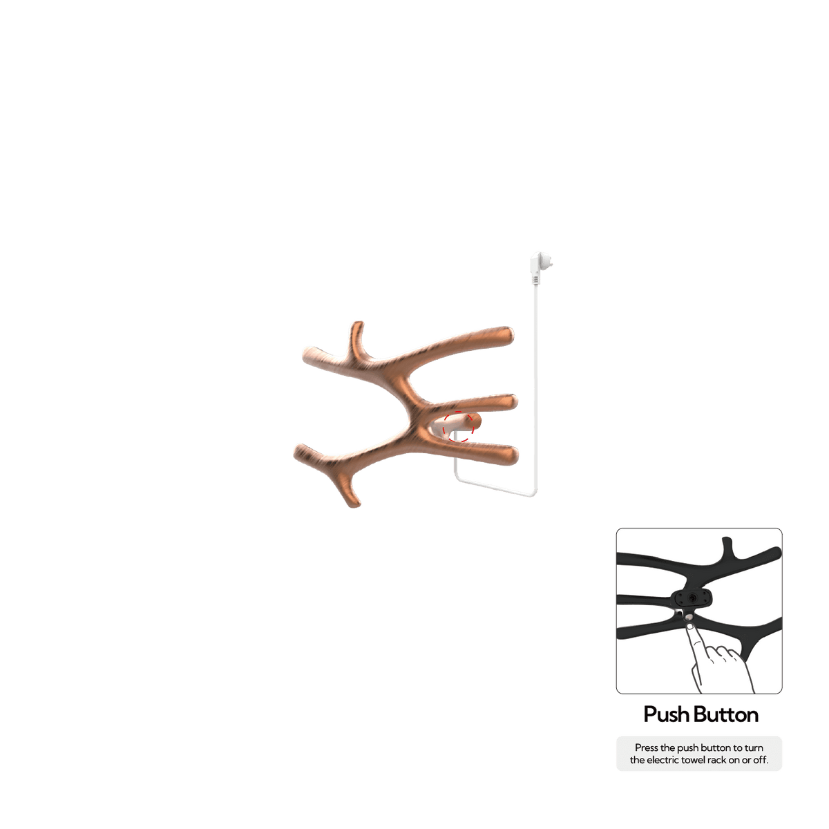 P&Bhusri S7-M-BRG-N-DO Daphne's Branch Medium Towel Warmer in PVD Brushed Rose Gold