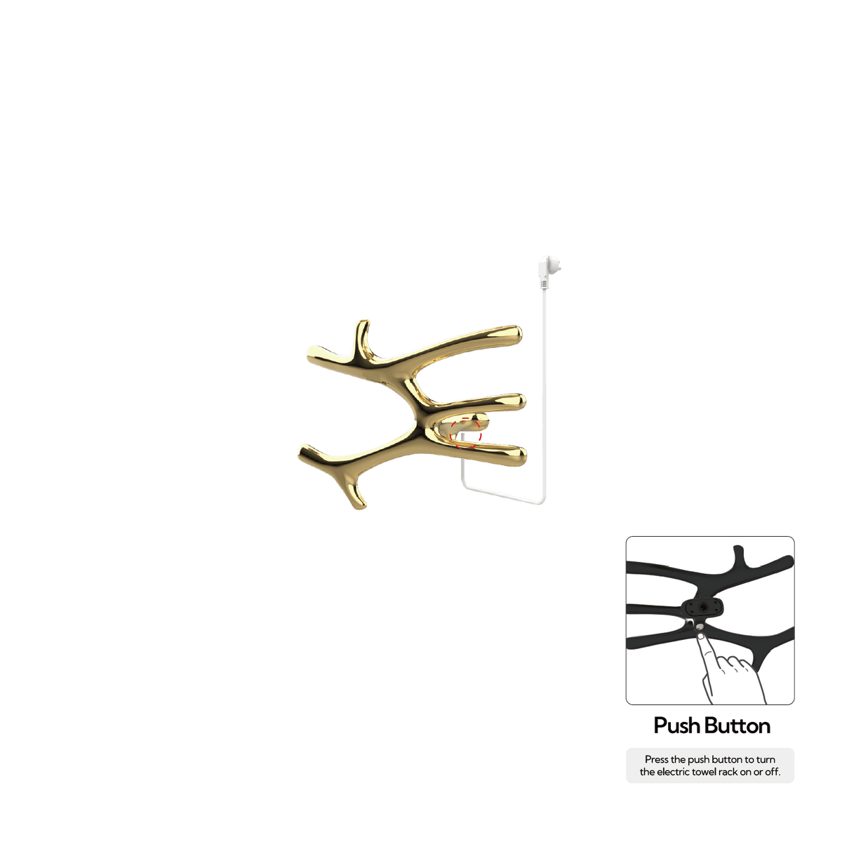 P&Bhusri S7-M-LGD-N-DO Daphne's Branch Medium Towel Warmer in PVD Polished Luxury Gold
