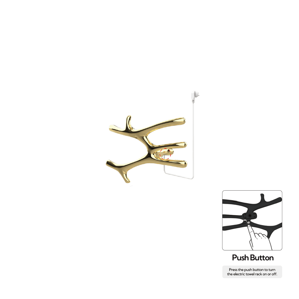 P&Bhusri S7-M-PBR-N-DO Daphne's Branch Medium Towel Warmer in PVD Polished Brass